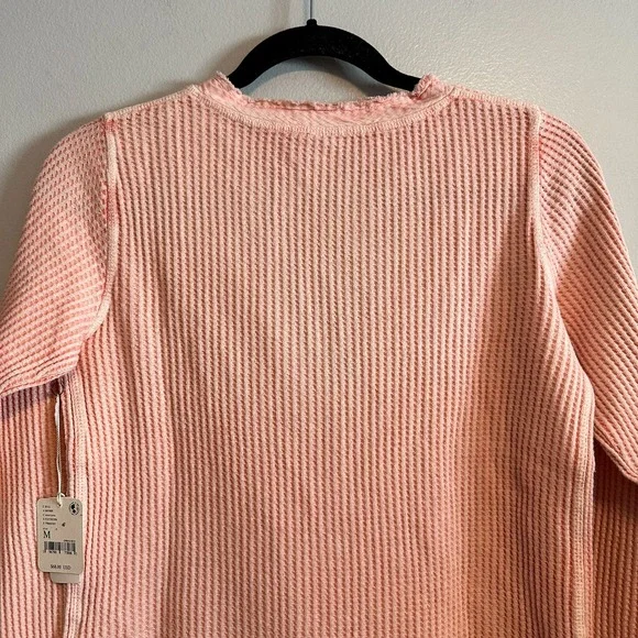 SOLD ❗️Free People Colt Waffle Knit Thermal Long Sleeve Raw Hem Top NWT Size M - Picture 8 of 12